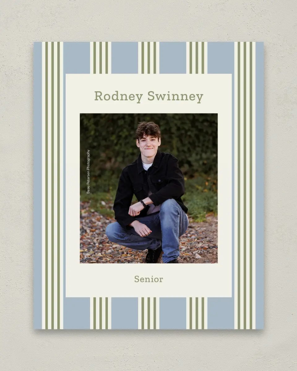 This is a 8" x 10" Photo Grad Sign called Framed in Excellence printed in full color with Gold foil