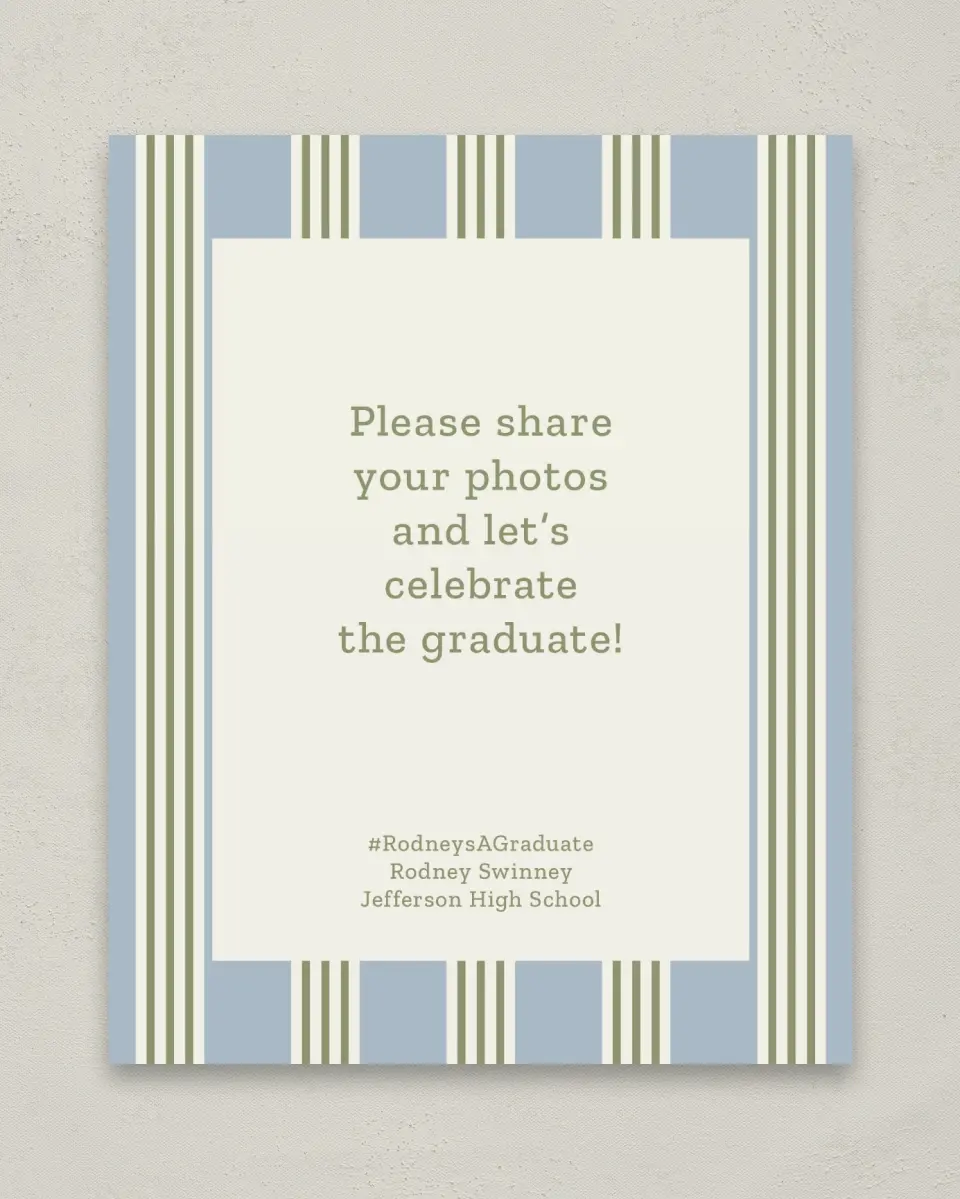 This is a 8" x 10" Let's Celebrate & Snap a Photo Grad Sign called Framed in Excellence printed in full color