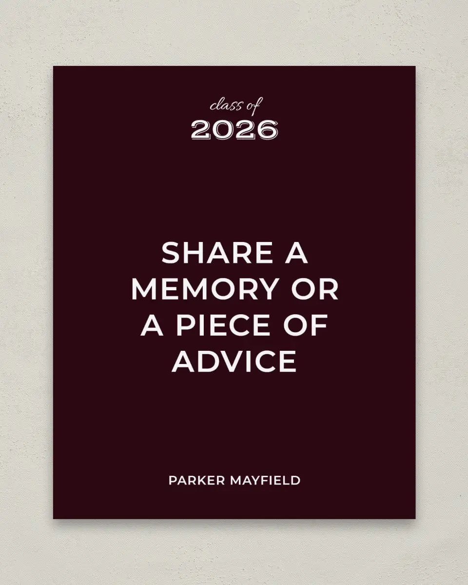 This is a 8" x 10" Memory & Advice Grad Sign called All Star Graduate printed in full color with Gold foil