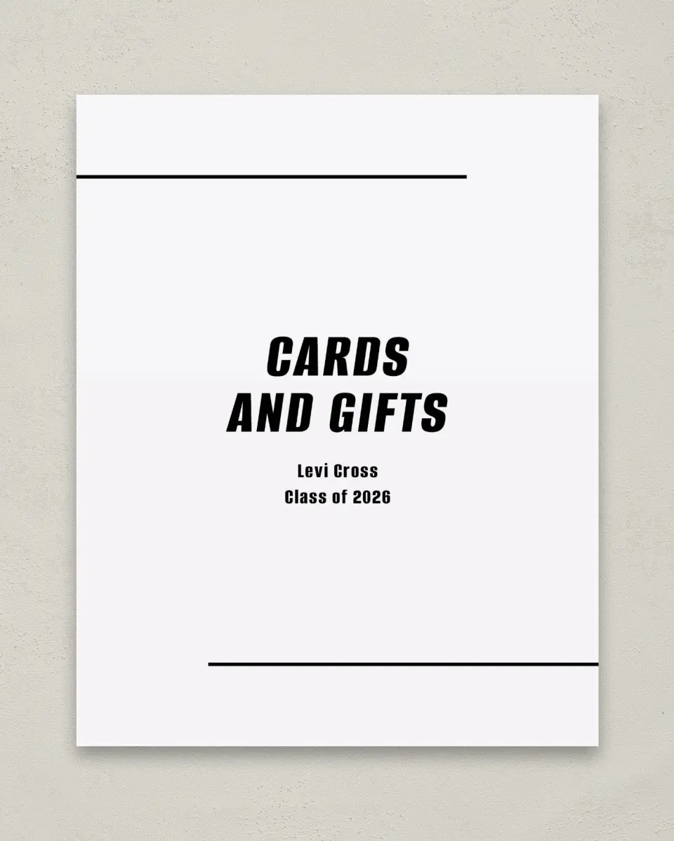 This is a 8" x 10" Cards & Gifts Grad Sign called Go Long printed in full color with Gold foil
