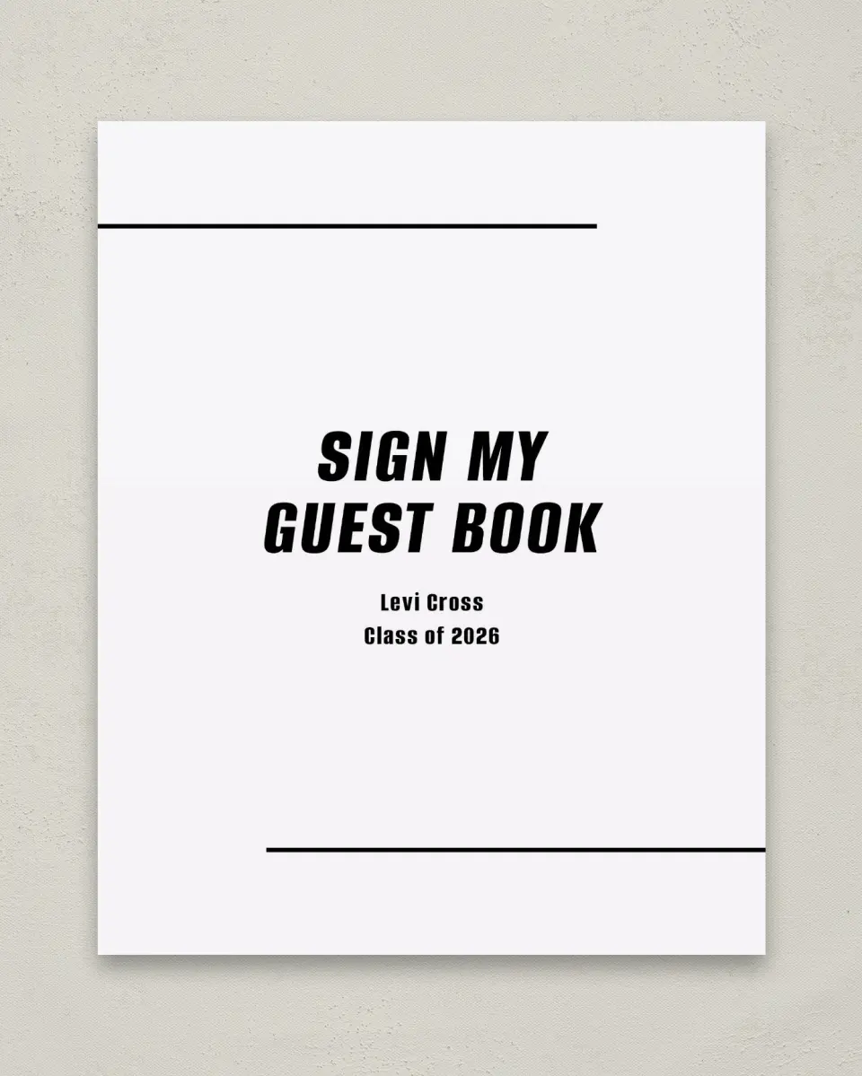 This is a 8" x 10" Guestbook Grad Sign called Go Long printed in full color with Gold foil