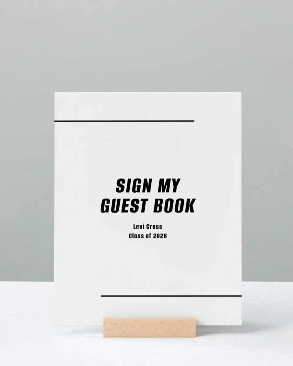 This is a 8" x 10" Guestbook Grad Sign called Go Long printed in full color