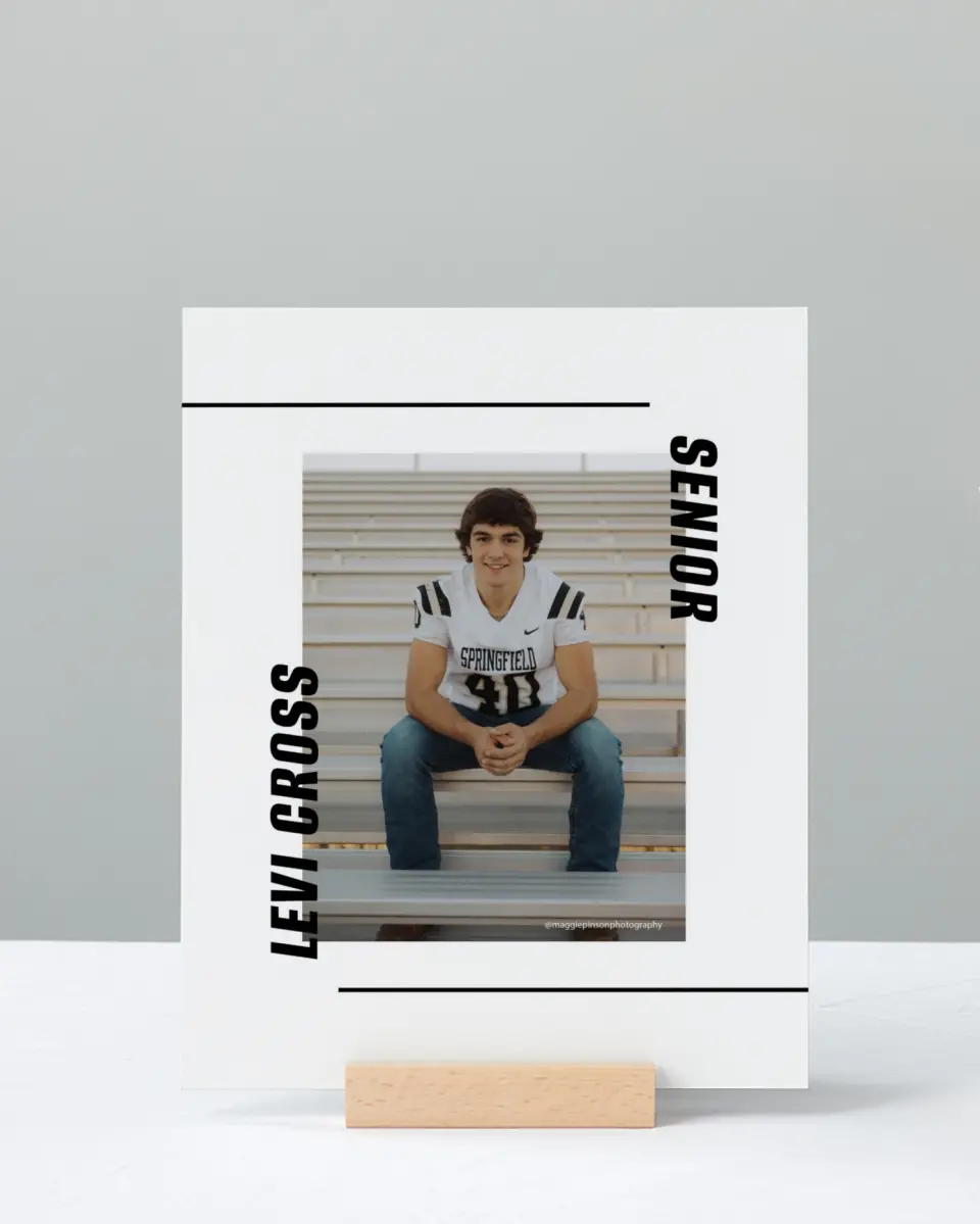 This is a 8" x 10" Photo Grad Sign called Go Long printed in full color with Rose Gold foil