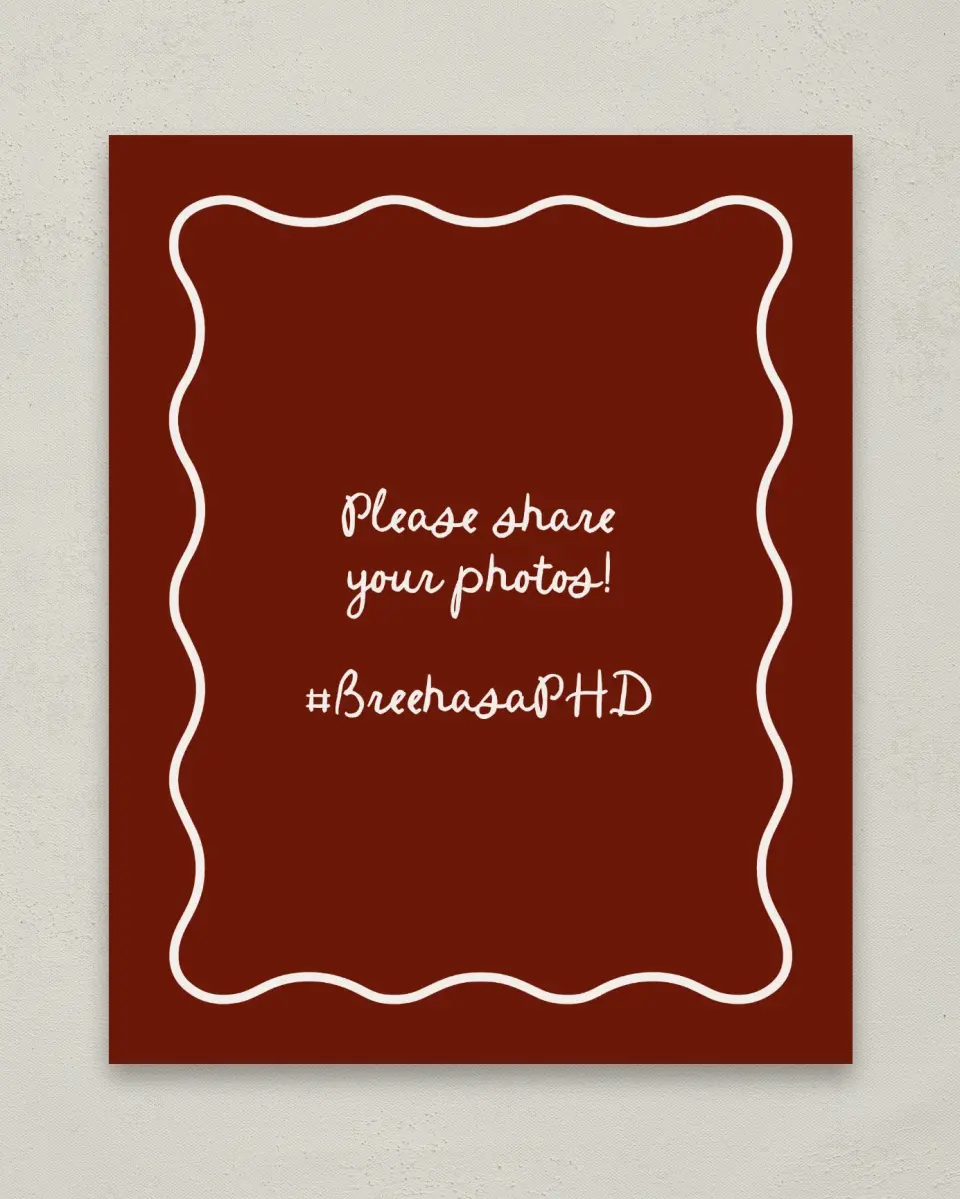This is a 8" x 10" Let's Celebrate & Snap a Photo Grad Sign called Walking the Stage printed in full color