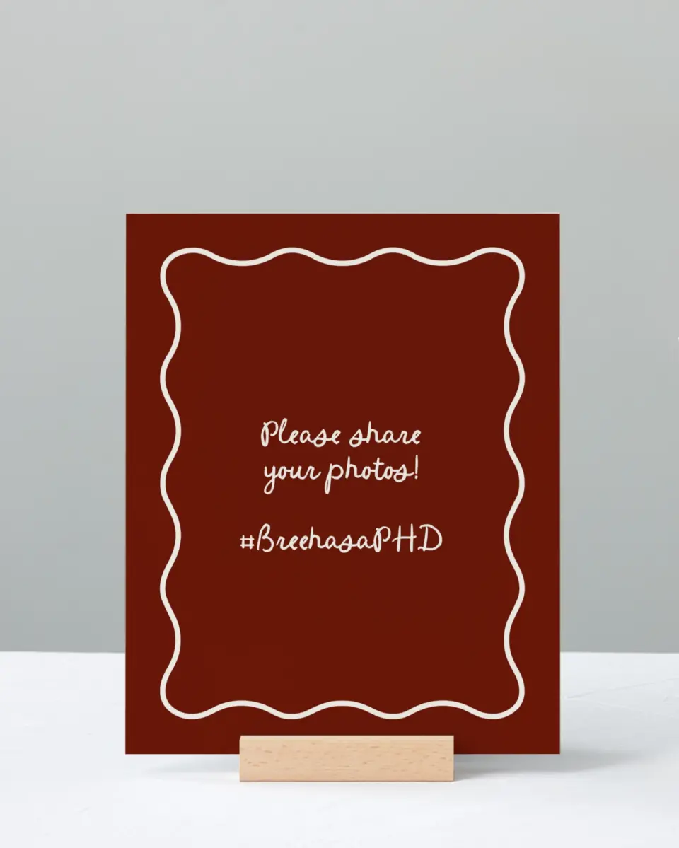 This is a 8" x 10" Let's Celebrate & Snap a Photo Grad Sign called Walking the Stage printed in full color