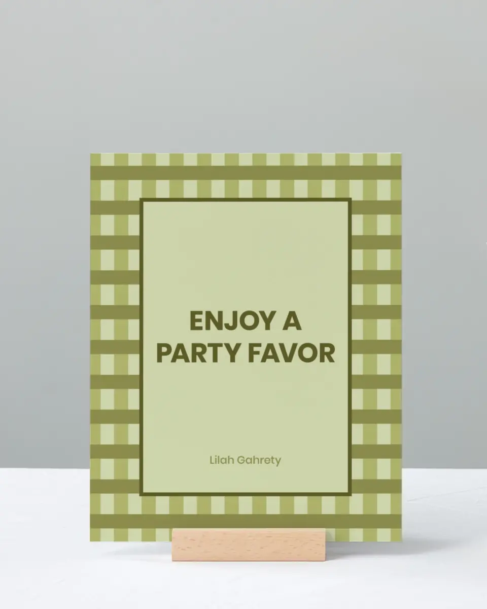 This is a 8" x 10" Take a Favor Grad Sign called Ivy Bound printed in full color with Silver foil