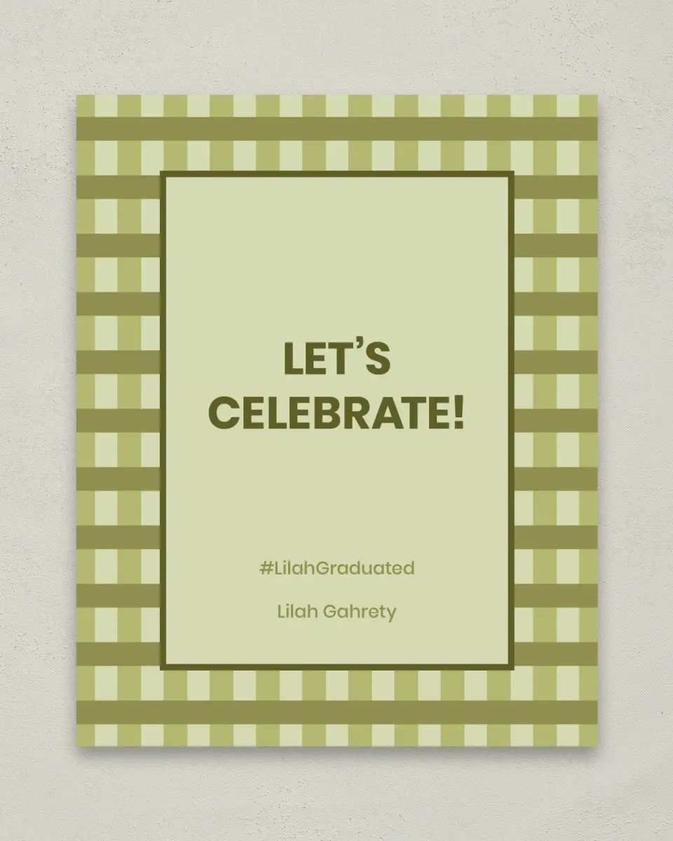This is a 8" x 10" Let's Celebrate & Snap a Photo Grad Sign called Ivy Bound printed in full color