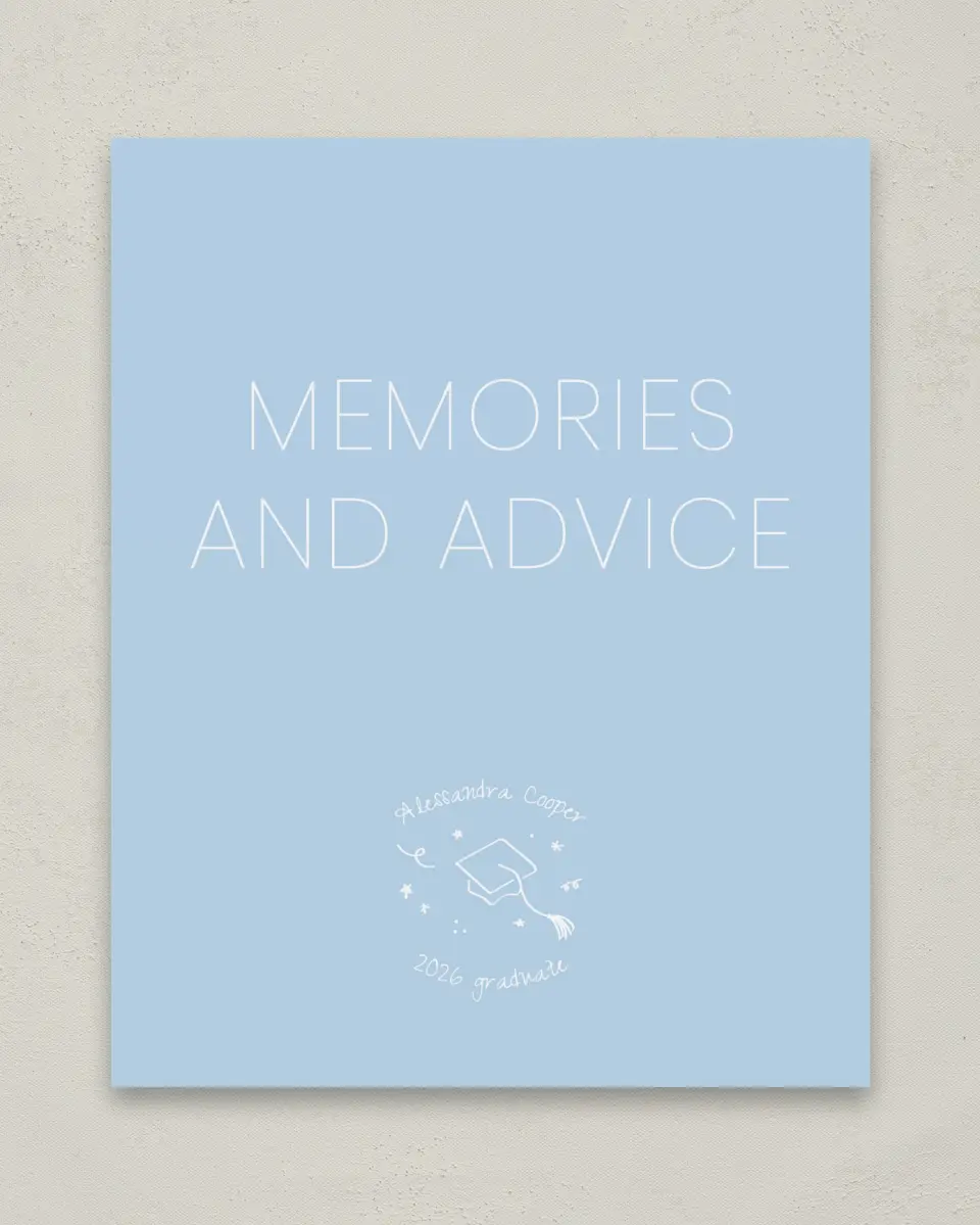 This is a 8" x 10" Memory & Advice Grad Sign called Doodles in the Margin printed in full color