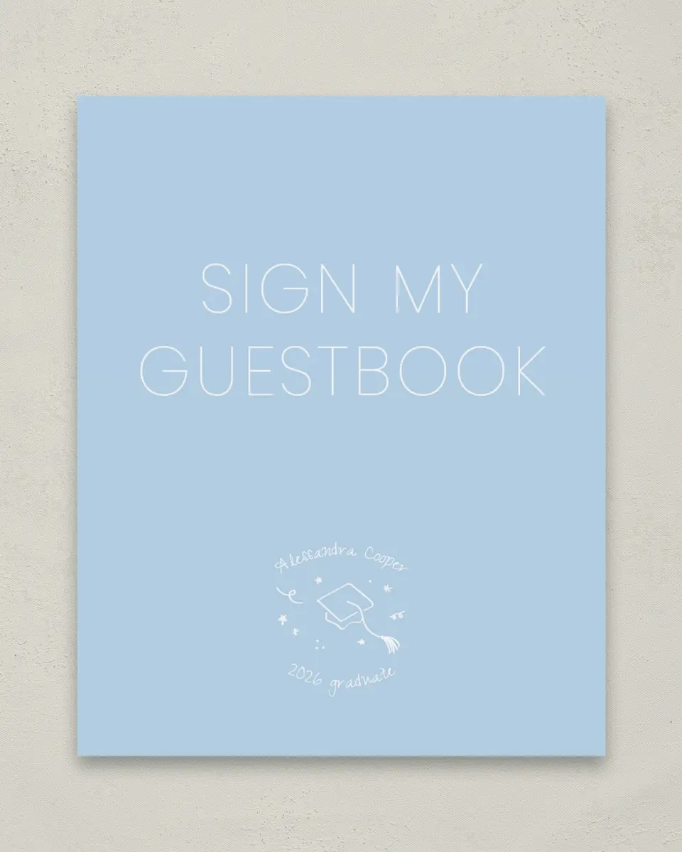 This is a 8" x 10" Guestbook Grad Sign called Doodles in the Margin printed in full color