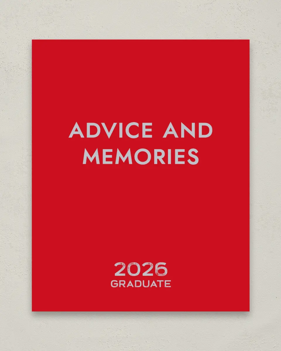 This is a 8" x 10" Memory & Advice Grad Sign called Big Hitter printed in full color