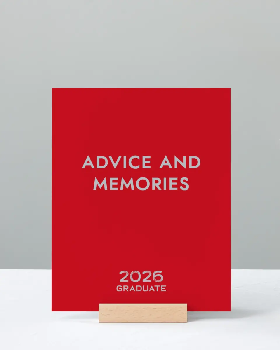 This is a 8" x 10" Memory & Advice Grad Sign called Big Hitter printed in full color