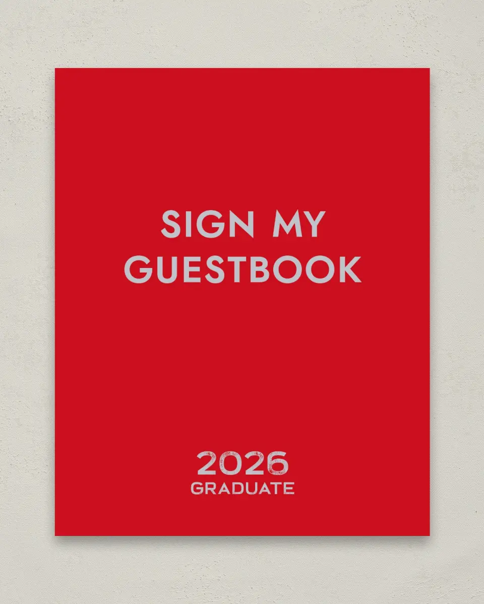This is a 8" x 10" Guestbook Grad Sign called Big Hitter printed in full color