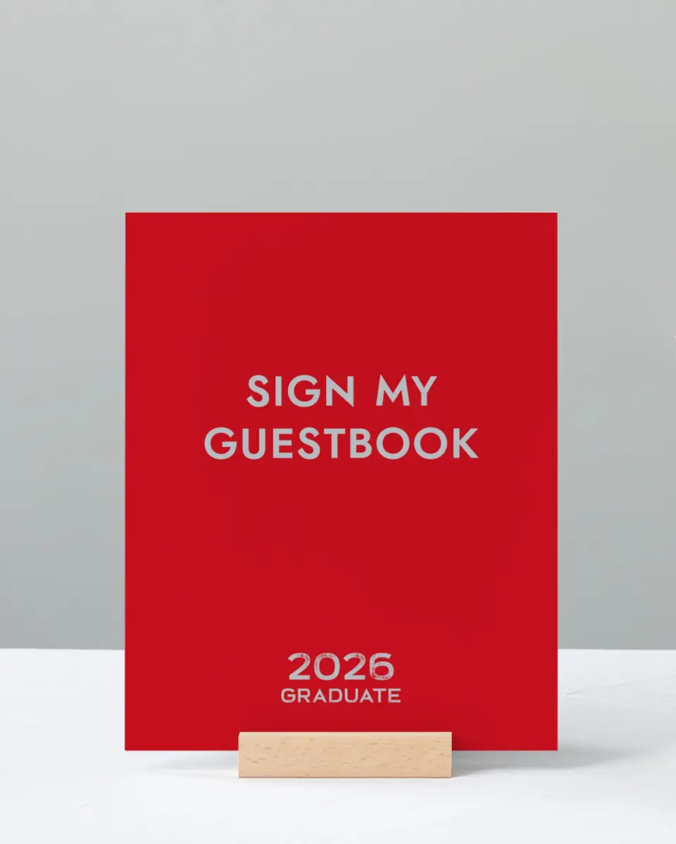 This is a 8" x 10" Guestbook Grad Sign called Big Hitter printed in full color with Gold foil