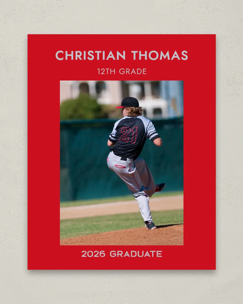 This is a 8" x 10" Photo Grad Sign called Big Hitter printed in full color
