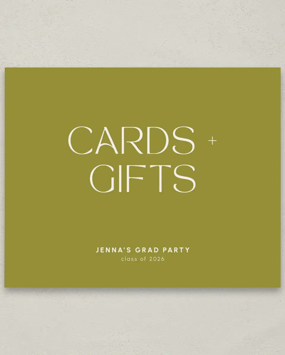 This is a 8" x 10" Cards & Gifts Grad Sign called Only the Beginning printed in full color