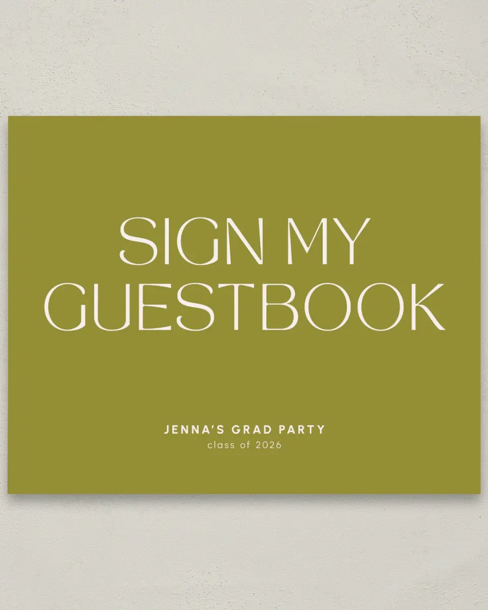 This is a 8" x 10" Guestbook Grad Sign called Only the Beginning printed in full color