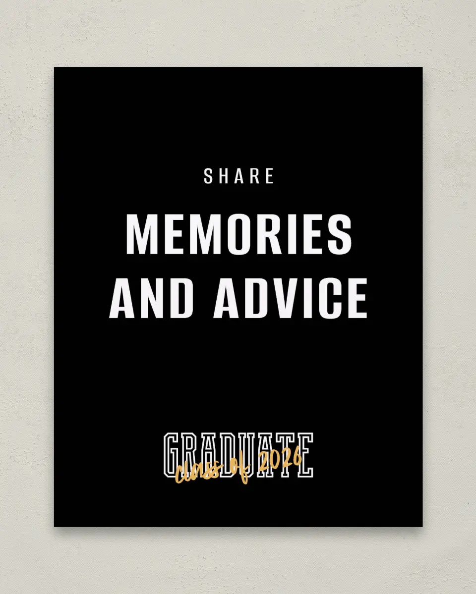 This is a 8" x 10" Memory & Advice Grad Sign called Onward and Upward printed in full color