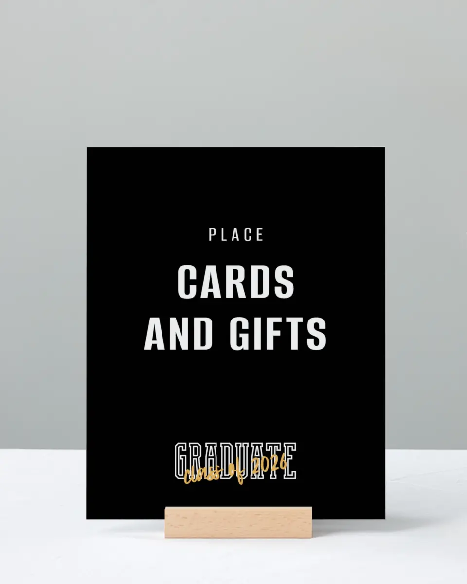 This is a 8" x 10" Cards & Gifts Grad Sign called Onward and Upward printed in full color