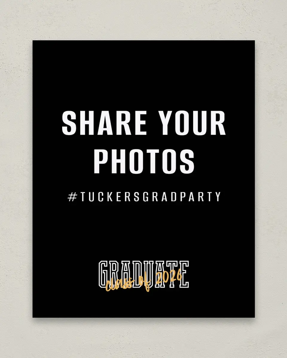 This is a 8" x 10" Let's Celebrate & Snap a Photo Grad Sign called Onward and Upward printed in full color