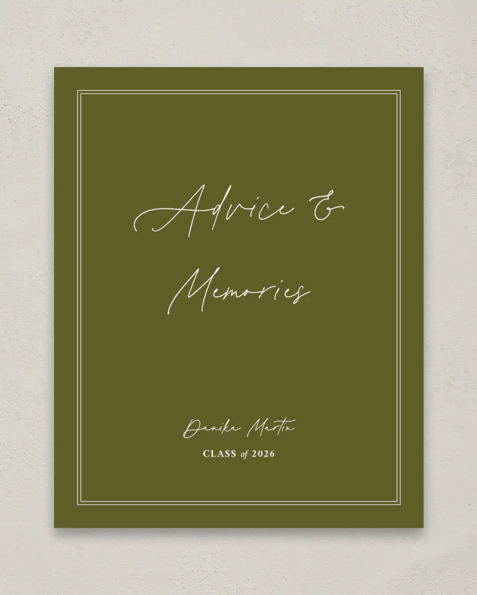 This is a 8" x 10" Memory & Advice Grad Sign called Monumental Moment printed in full color