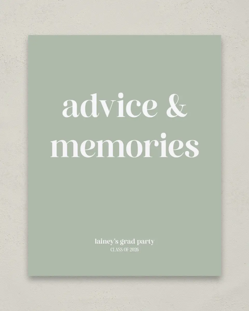 This is a 8" x 10" Memory & Advice Grad Sign called Sweet Smiles printed in full color