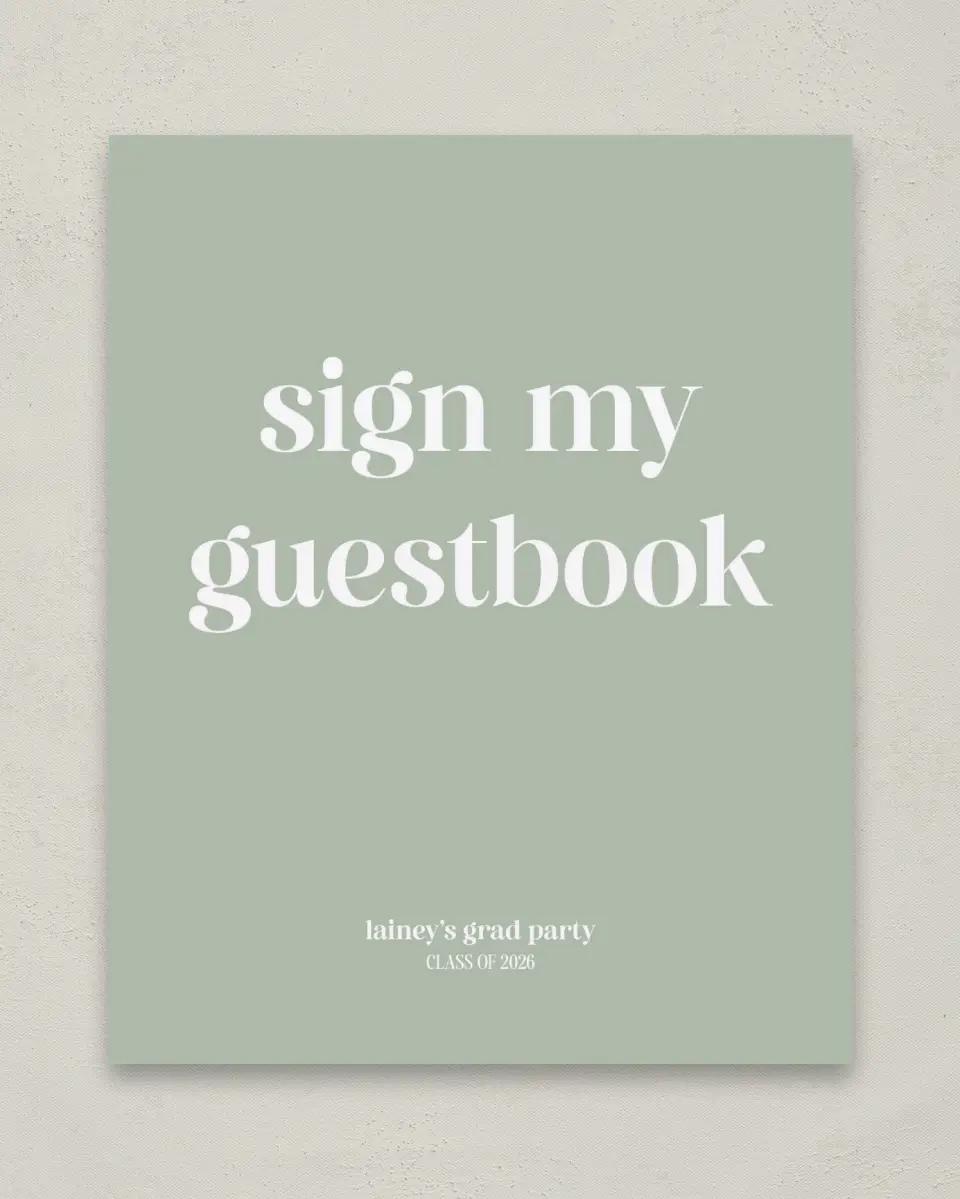 This is a 8" x 10" Guestbook Grad Sign called Sweet Smiles printed in full color