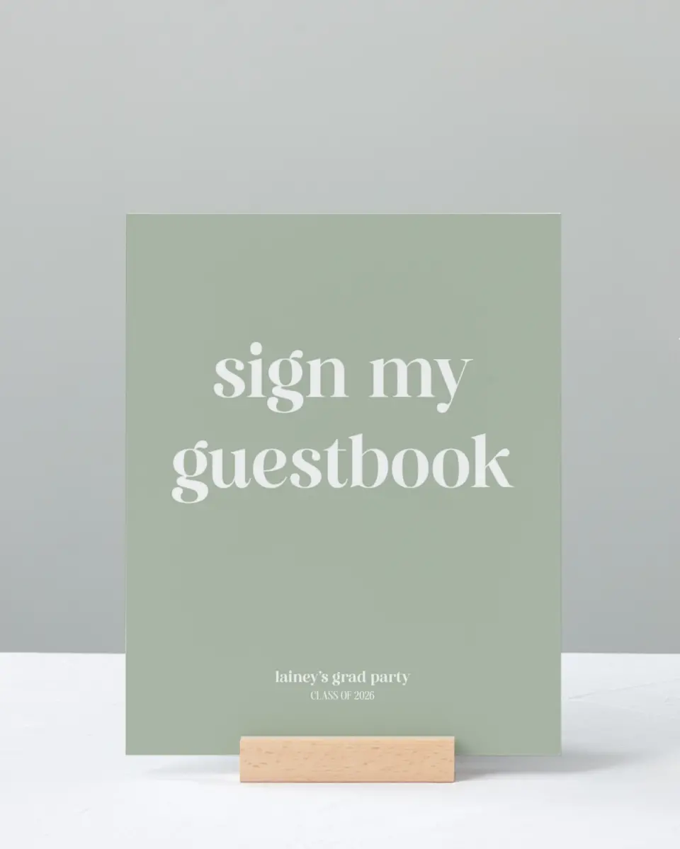 This is a 8" x 10" Guestbook Grad Sign called Sweet Smiles printed in full color