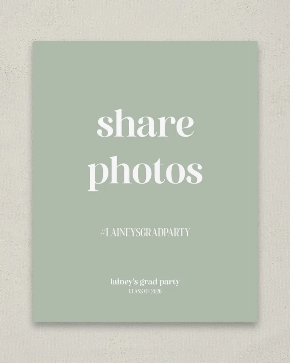 This is a 8" x 10" Let's Celebrate & Snap a Photo Grad Sign called Sweet Smiles printed in full color