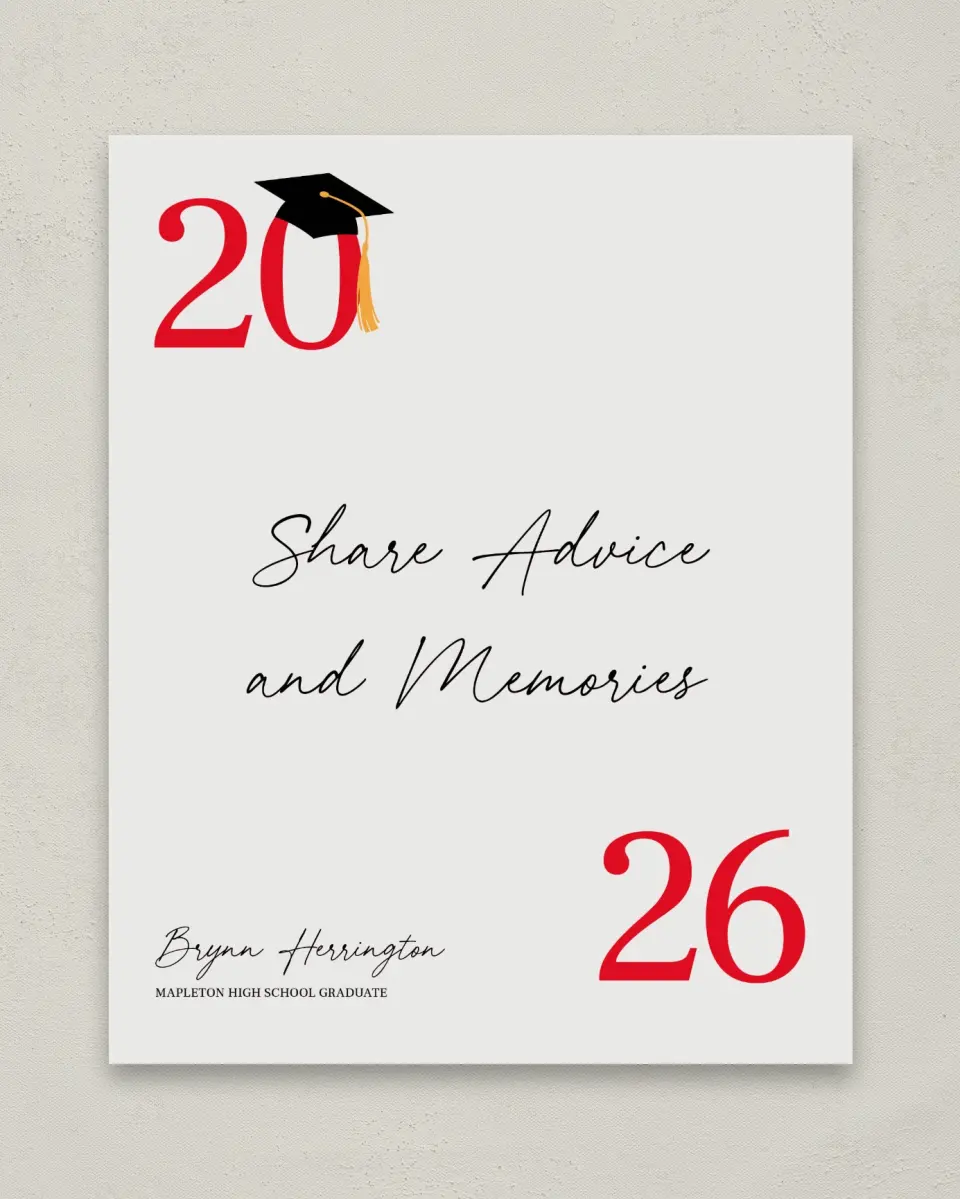 This is a 8" x 10" Memory & Advice Grad Sign called True Success printed in full color