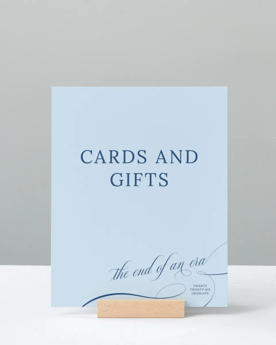 This is a 8" x 10" Cards & Gifts Grad Sign called The End of an Era printed in full color