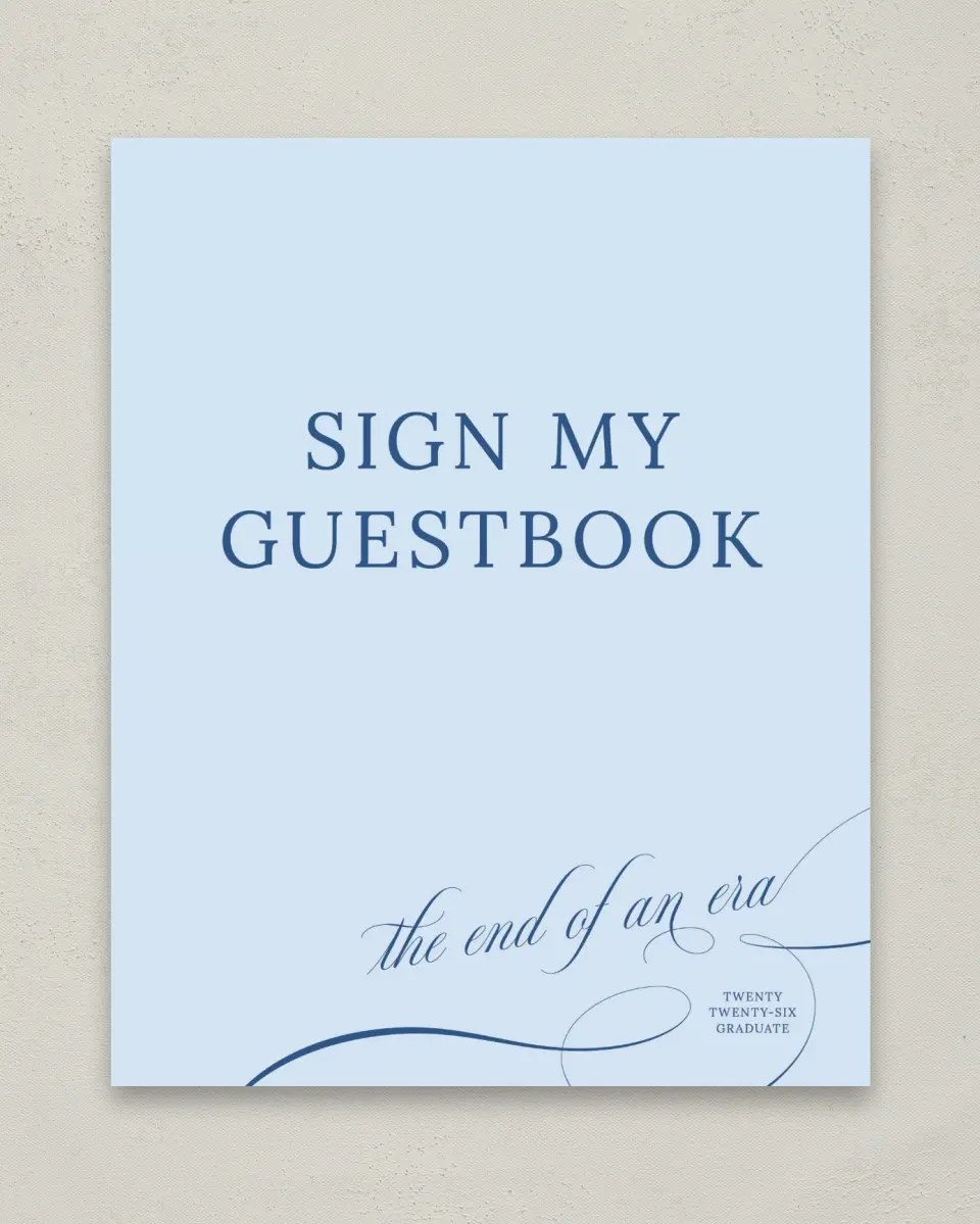 This is a 8" x 10" Guestbook Grad Sign called The End of an Era printed in full color