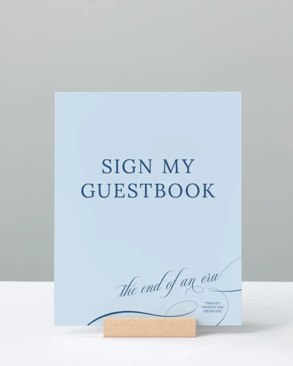 This is a 8" x 10" Guestbook Grad Sign called The End of an Era printed in full color