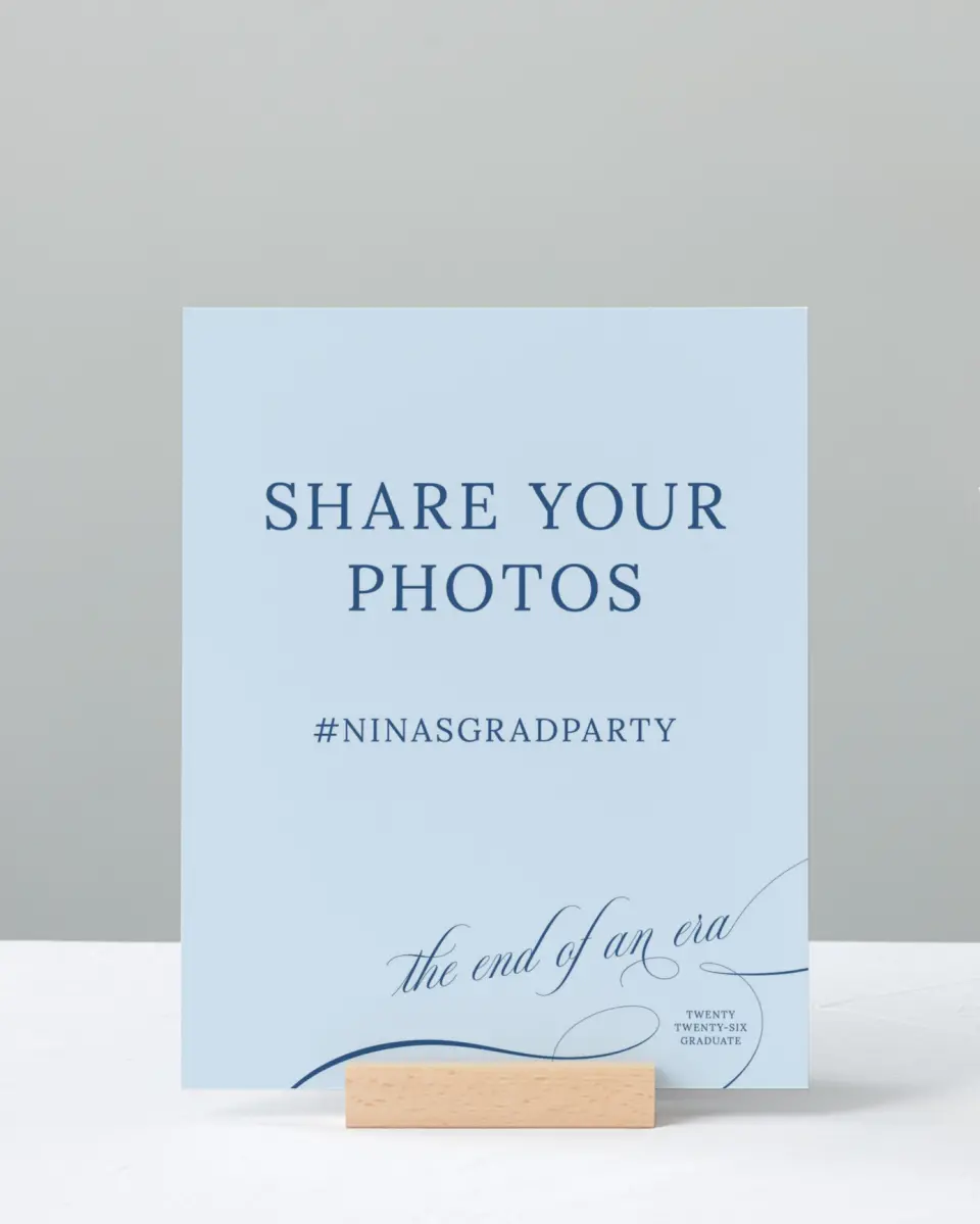 This is a 8" x 10" Let's Celebrate & Snap a Photo Grad Sign called The End of an Era printed in full color