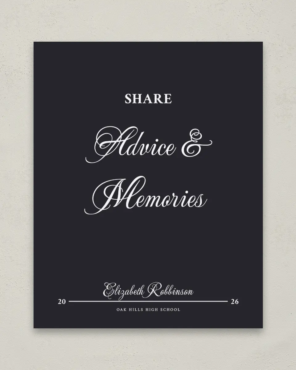 This is a 8" x 10" Memory & Advice Grad Sign called The Right Path printed in full color