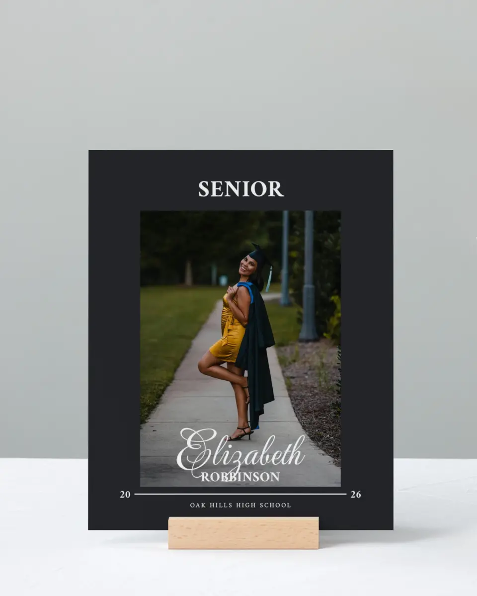 This is a 8" x 10" Photo Grad Sign called The Right Path printed in full color with Rose Gold foil