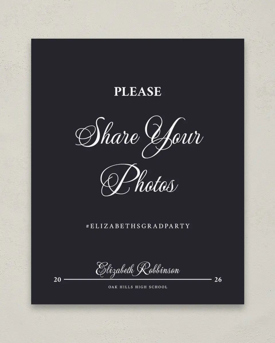 This is a 8" x 10" Let's Celebrate & Snap a Photo Grad Sign called The Right Path printed in full color