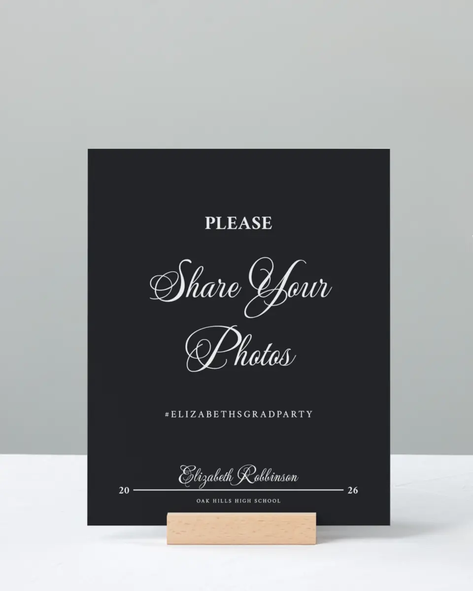 This is a 8" x 10" Let's Celebrate & Snap a Photo Grad Sign called The Right Path printed in full color