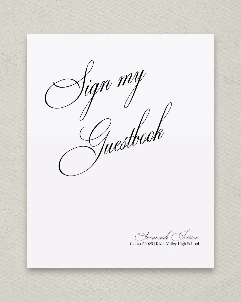 This is a 8" x 10" Guestbook Grad Sign called Smart & Classy printed in full color