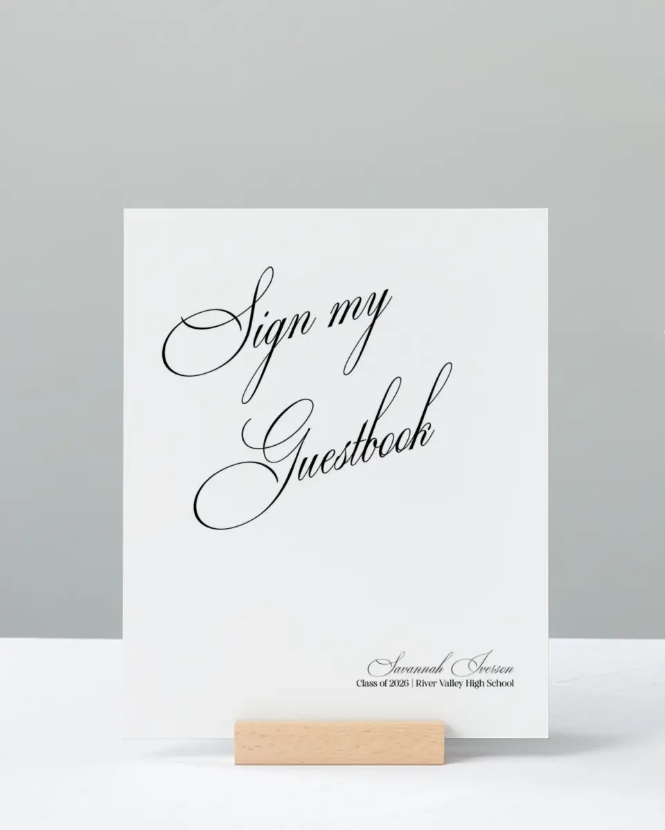 This is a 8" x 10" Guestbook Grad Sign called Smart & Classy printed in full color
