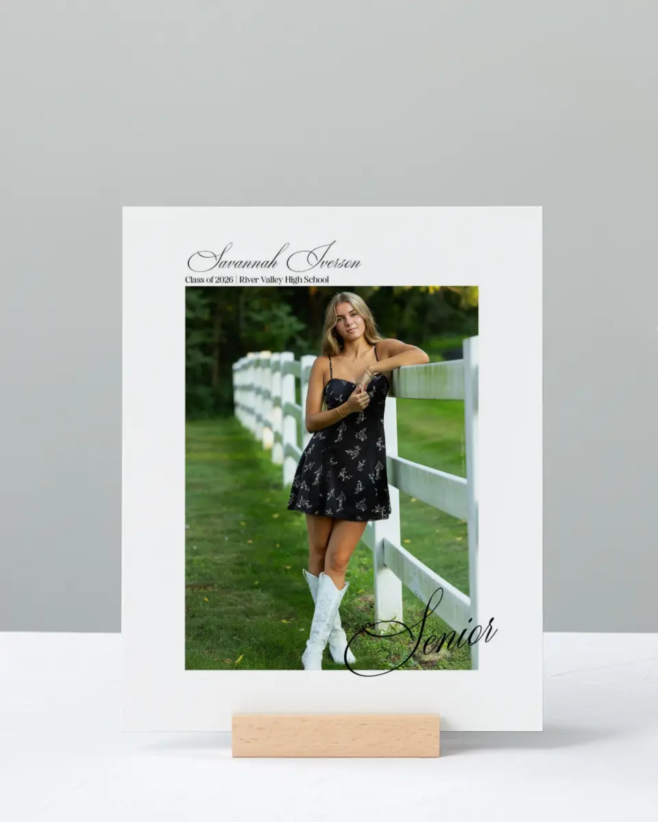 This is a 8" x 10" Photo Grad Sign called Smart & Classy printed in full color