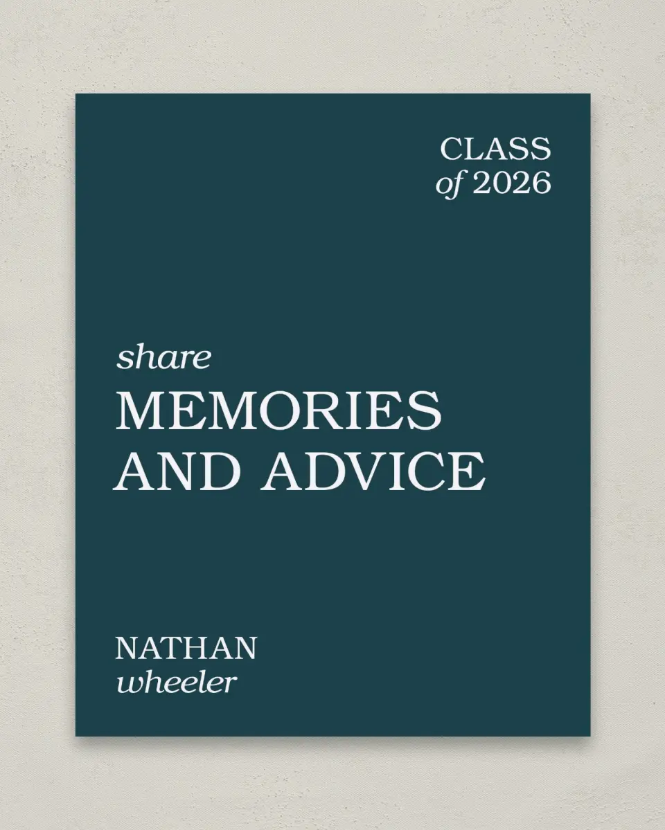 This is a 8" x 10" Memory & Advice Grad Sign called Sky's the Limit printed in full color