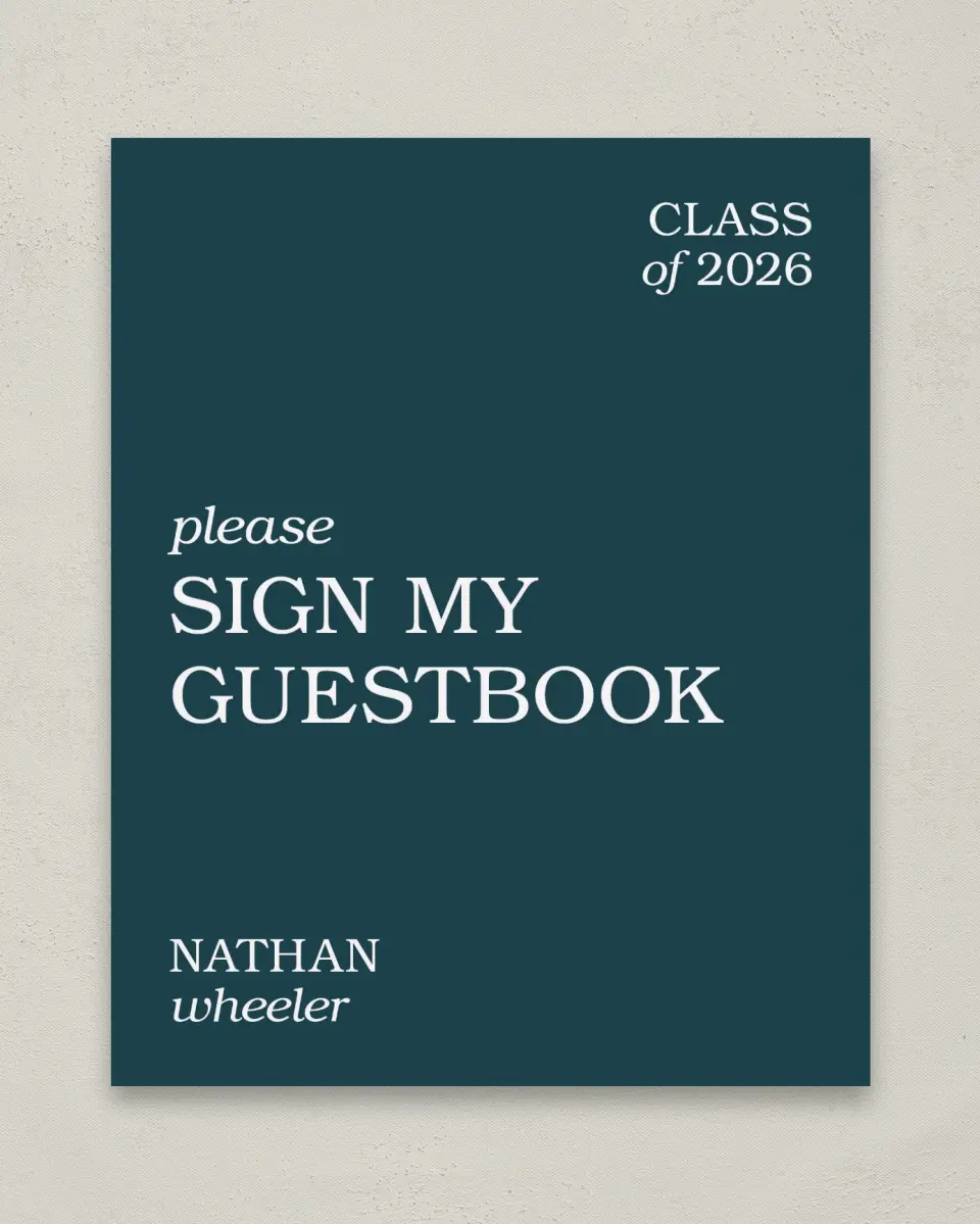 This is a 8" x 10" Guestbook Grad Sign called Sky's the Limit printed in full color