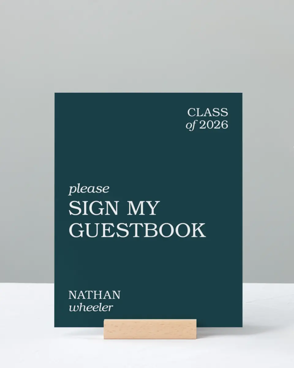 This is a 8" x 10" Guestbook Grad Sign called Sky's the Limit printed in full color