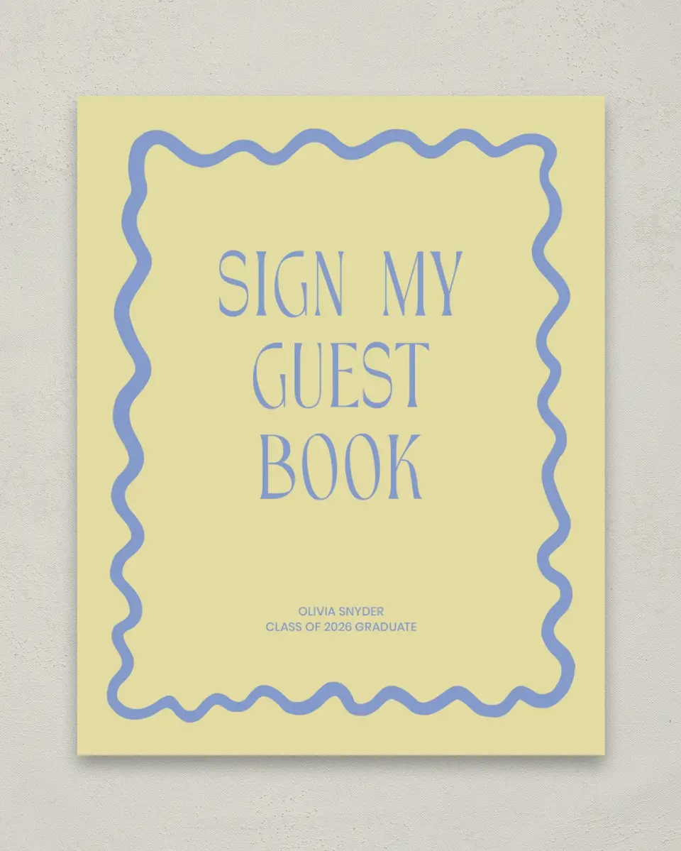This is a 8" x 10" Guestbook Grad Sign called Funky Colorful Cute printed in full color