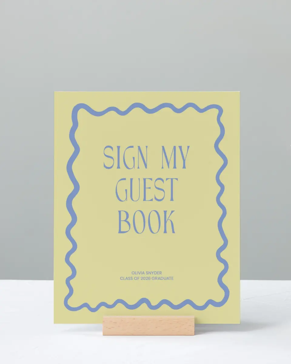 This is a 8" x 10" Guestbook Grad Sign called Funky Colorful Cute printed in full color