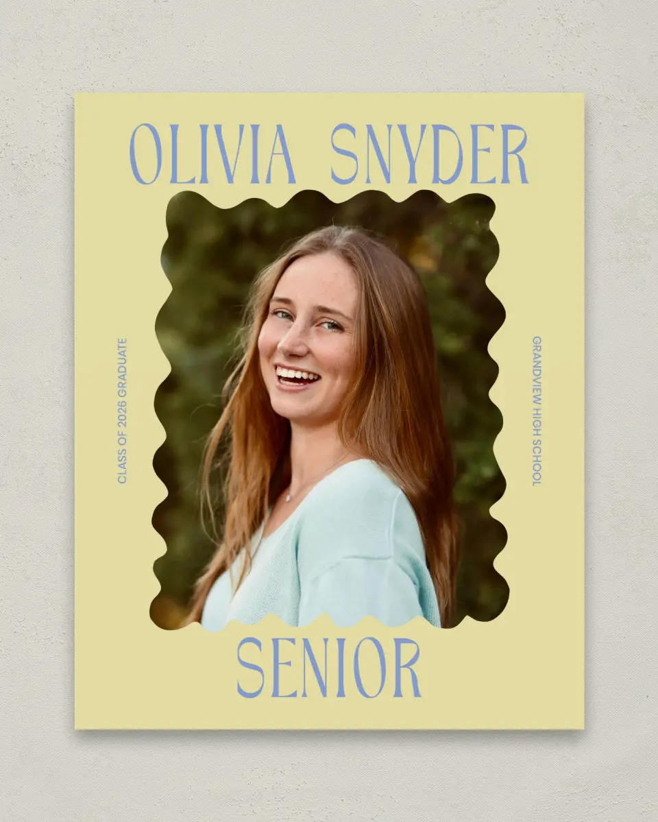 This is a 8" x 10" Photo Grad Sign called Funky Colorful Cute printed in full color