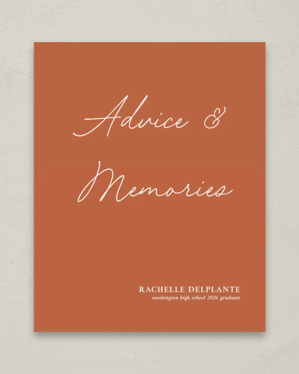 This is a 8" x 10" Memory & Advice Grad Sign called Wholesome Grad printed in full color