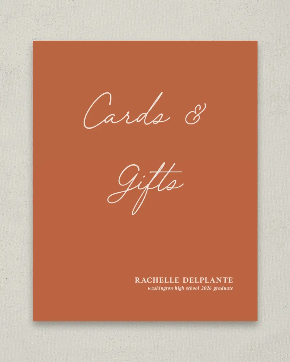 This is a 8" x 10" Cards & Gifts Grad Sign called Wholesome Grad printed in full color