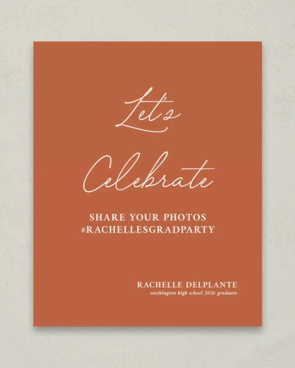 This is a 8" x 10" Let's Celebrate & Snap a Photo Grad Sign called Wholesome Grad printed in full color