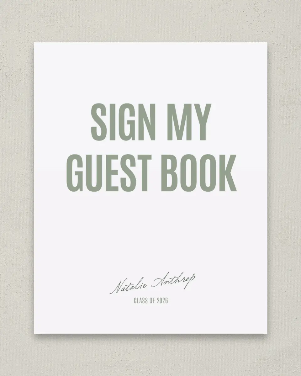 This is a 8" x 10" Guestbook Grad Sign called Shining Brilliance printed in full color with Gold foil